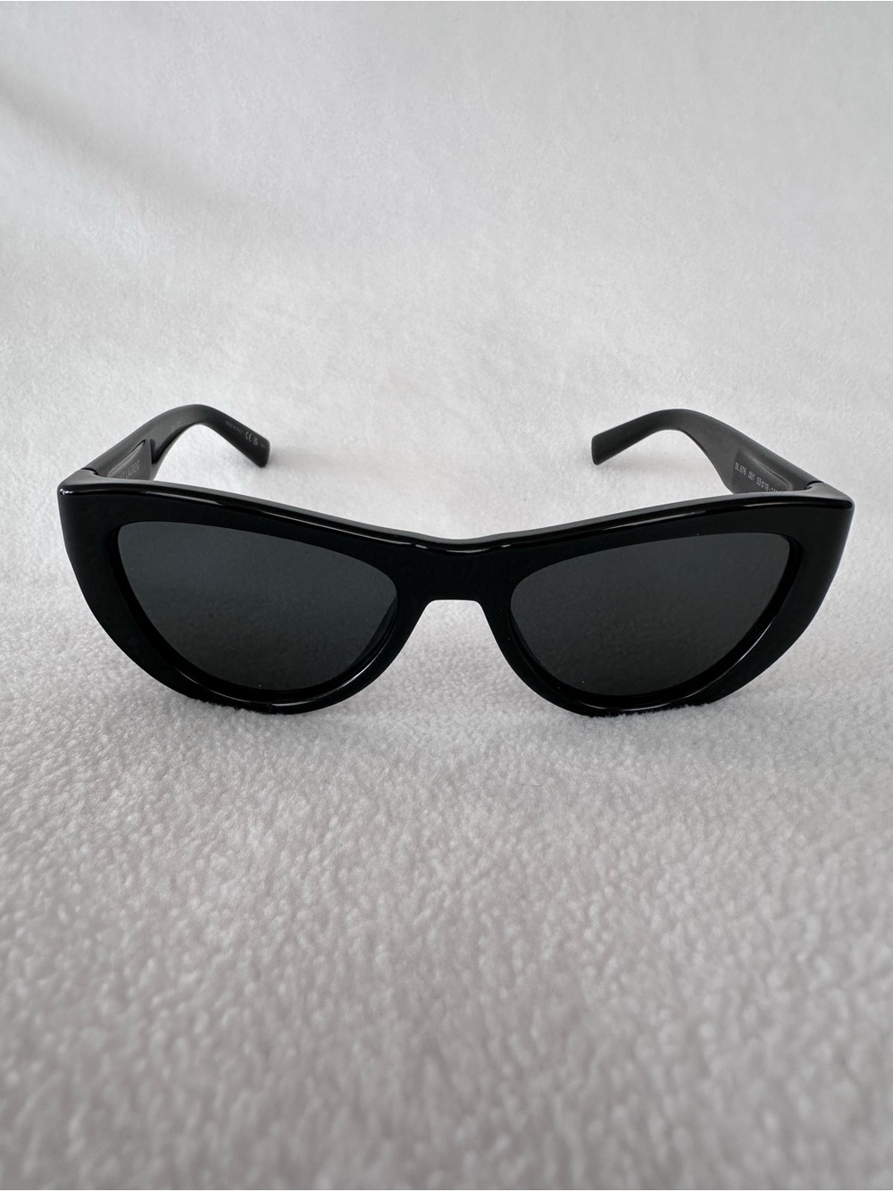Saint Laurent Glossy Black Thick-Arm Cat Eye Sunglasses - Picture 2 of 6